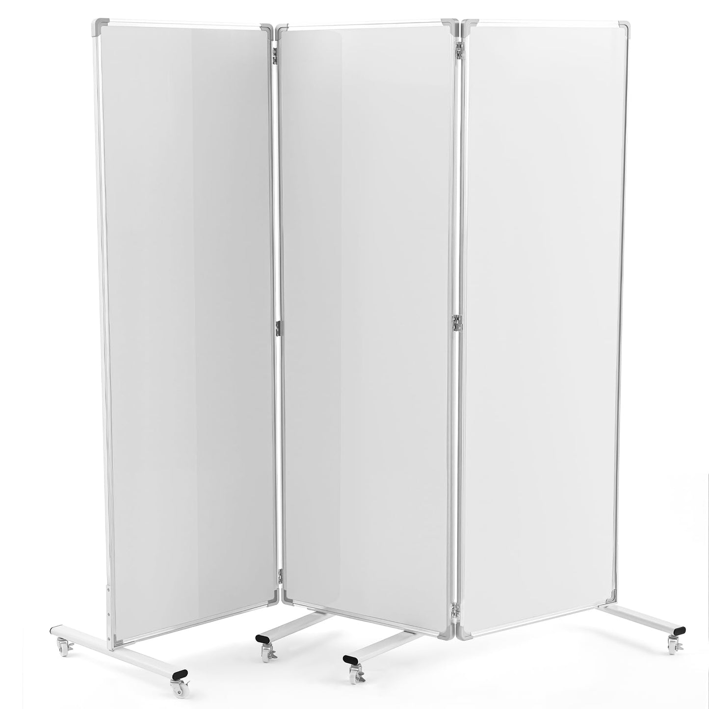 AmazingSpark 3-Section Mobile Magnetic Whiteboard Room Dividers Portable Dry Erase Board Partition with Stand and Wheels for Classrooms Offices, 72 H x 24 W