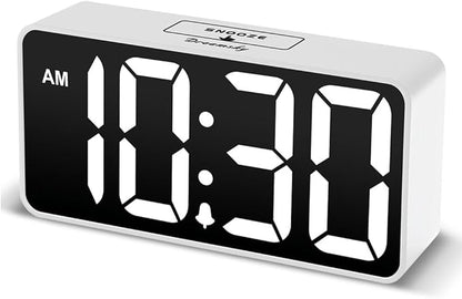 DreamSky Small Digital Alarm Clock for Bedroom with Large Big Numbers | Electric Bedside Desk Clock with USB Charging Port, Brightness Dimmer, Adjustable Alarm Volume, USB-C Adapter Powered