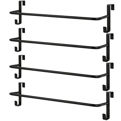 Zwinz 4Pcs Heavy Duty Horse Blanket Rack with Bridle Hooks, No-Drill Wall Mounted Assembled Blanket Bar, Saddle Pad Rack for Horse Tack Storage, Black