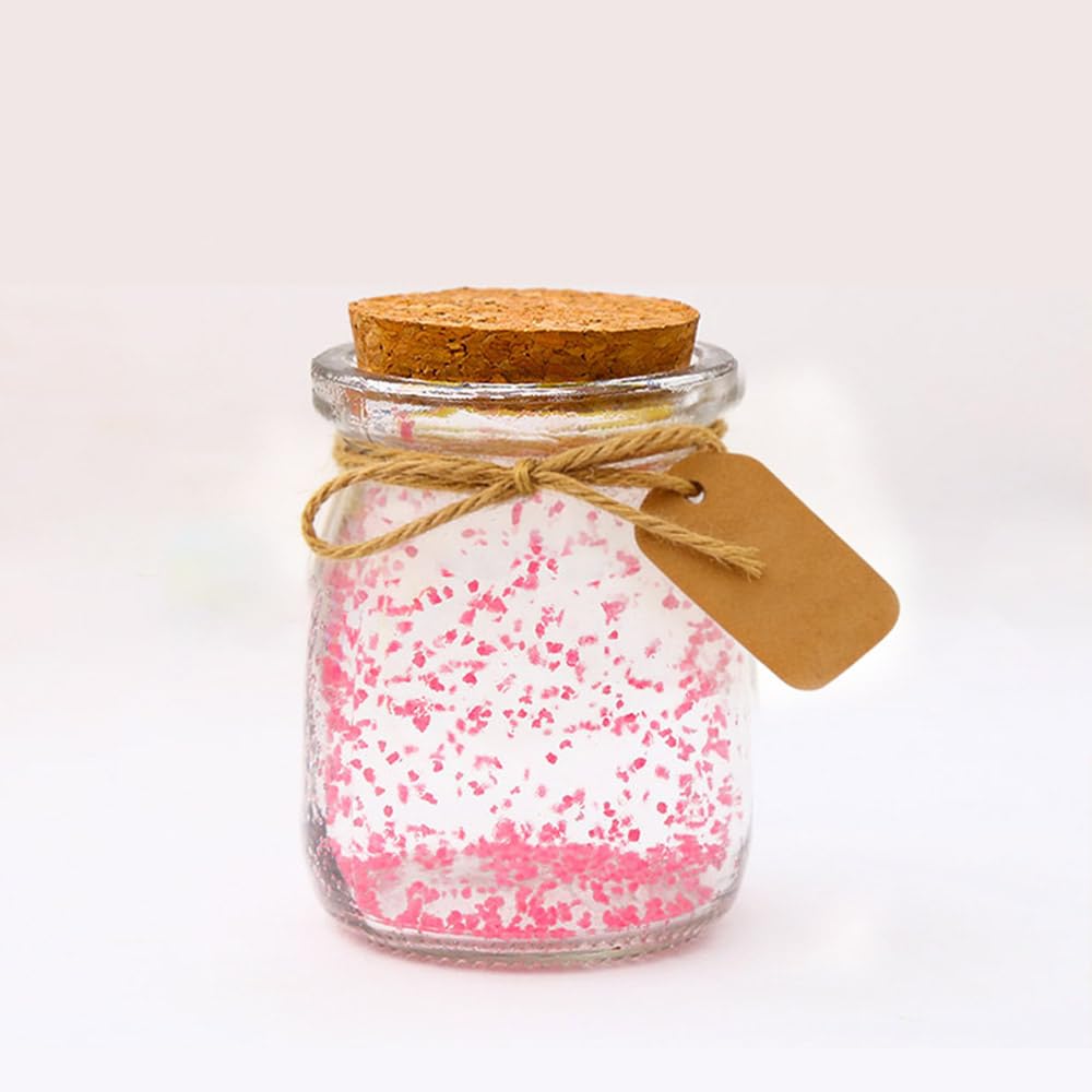 12 Pack 100ML (3.4 oz) Small Clear Glass Bottles with Cork Stoppers, Rope and Blank Cards - Perfect for Wedding Party Favors, Halloween Fall Decor, DIY Crafts, Potions, Spices & Candy Jars