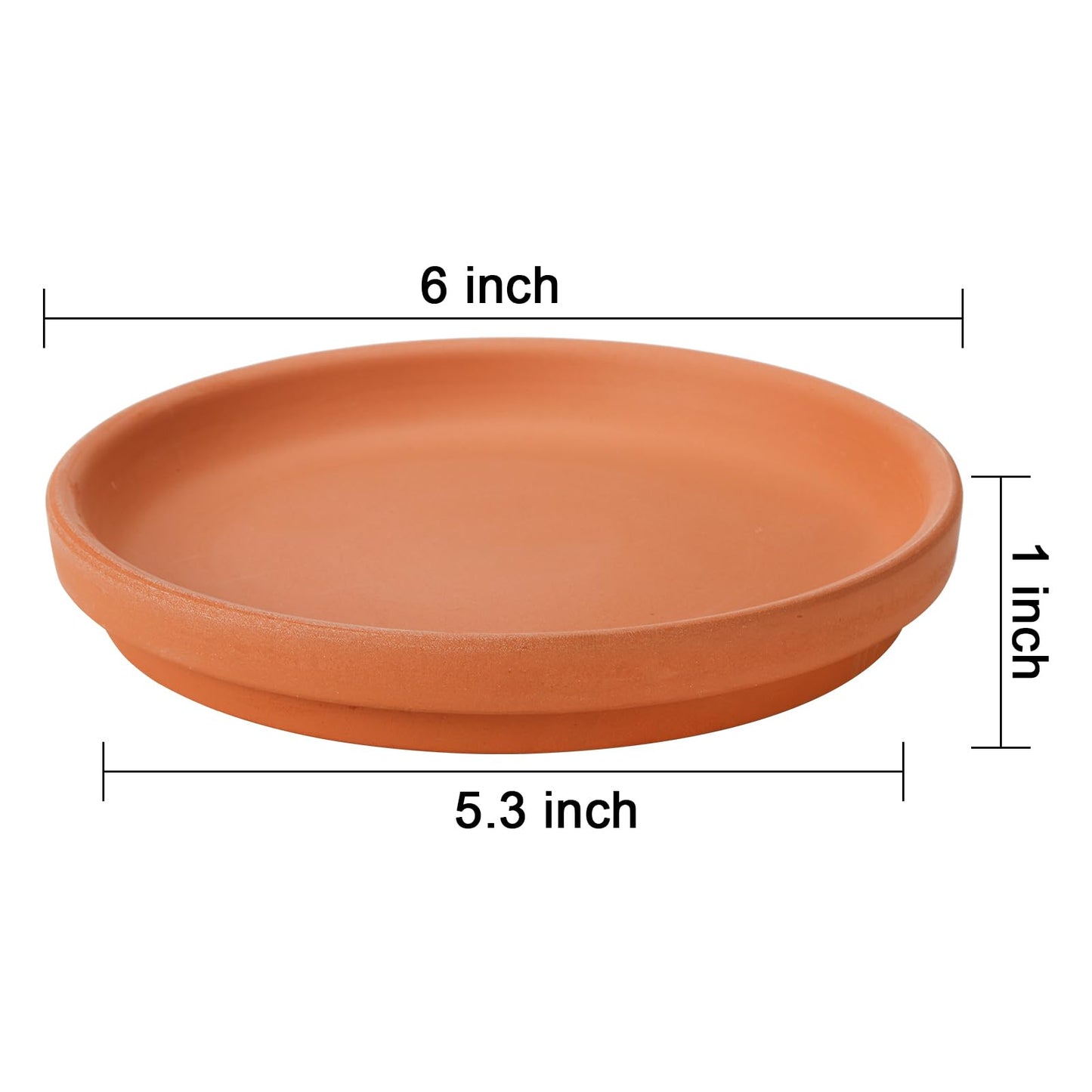 Suwimut 10 Pack Terracotta Pot Plant Saucer, 6 Inch Round Terra Cotta Planter Saucers for 5 Inch 5.5 Inch 6 Inch Flower Pot with Drainage Hole, Small Clay Planter Drip Trays for Indoor, Outdoor Plants