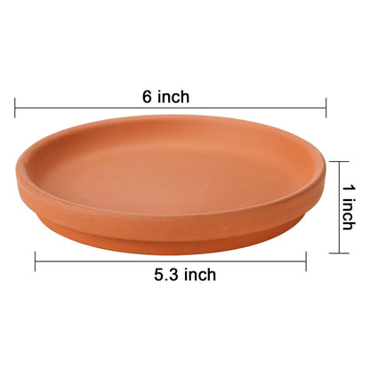 Suwimut 10 Pack Terracotta Pot Plant Saucer, 6 Inch Round Terra Cotta Planter Saucers for 5 Inch 5.5 Inch 6 Inch Flower Pot with Drainage Hole, Small Clay Planter Drip Trays for Indoor, Outdoor Plants