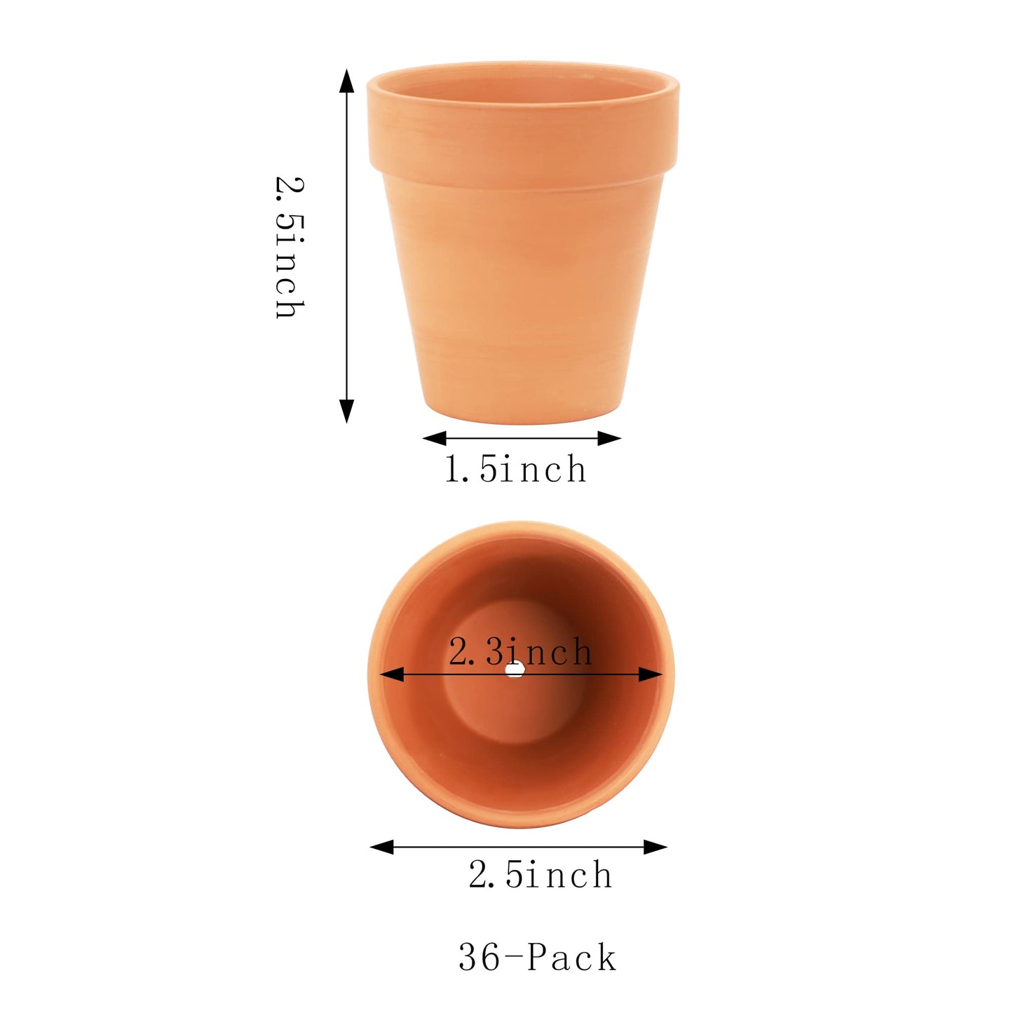 Yishang 2.5 inch Terracotta Pots with Drainage Holes,Small Mini Clay Ceramic Pottery Planter,Cactus Flower Terra Cotta Pots,Succulents Nursery Pots for Indoor/Outdoor Plants,Crafts,Wedding-36 Pack