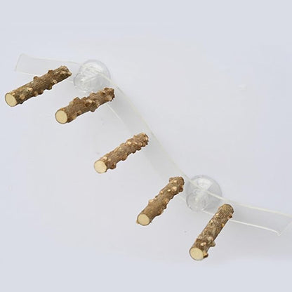 Suction Cup Wood Perch Toy, Wood Bird Perch Cage Accessories, Style C
