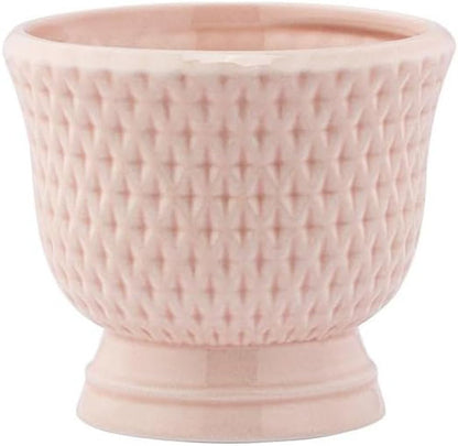 Napco Imports Decorative Home or Garden 4 x 4.75 Inch Indoor or Outdoor Compote Flower Pot Planter Pink Dimple