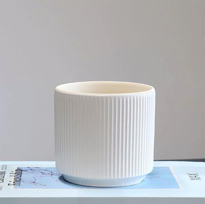 Puoyikt Ceramic 4.9+6.3 inch Planters, Modern Home and Office Flowerpot, Indoor and Outdoor Flowerpot with Drainage Hole (White)
