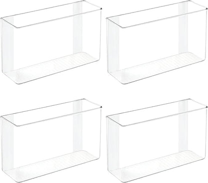 mDesign Plastic Adhesive Mount Storage Organizer Container for Kitchen or Pantry Wall Organization - Space Saving Holder for Sandwich Bags, Foil - 11" Wide - Ligne Collection - 4 Pack - Clear