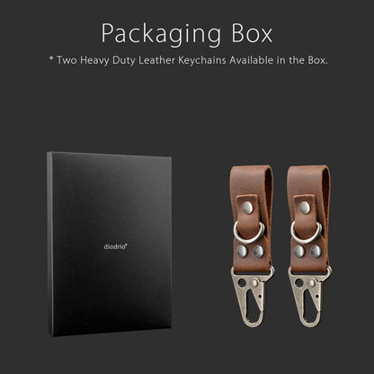 diodrio EDC Leather Strap Keychain, Belt Clip Key Ring Fob Holder, Chestnut. 2 per Pack.