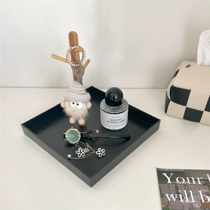 Shinpuru Key Tray & Key Bowl, Jewelry Tray with Wood 3-Tier Hanging Organizer - Multi-Functional Entryway Tray, Perfect for Key Bowl, Ring Holder, Jewelry Dish Organize (Black Square)
