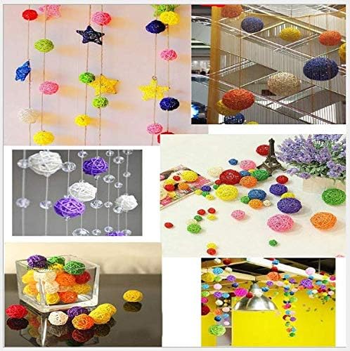 LIUSM 20 Pcs Colorful Handmade Wicker Rattan Balls Decorative, Pet Bird Chew Toy Party Wedding Table Decoration Decorative Crafts Hanging DIY Accessories