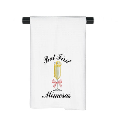 JNIAP Mimosa Lover Gift But First Mimosas Kitchen Towel Summer Cocktail Party Gift (But First Mi-mo Towel)