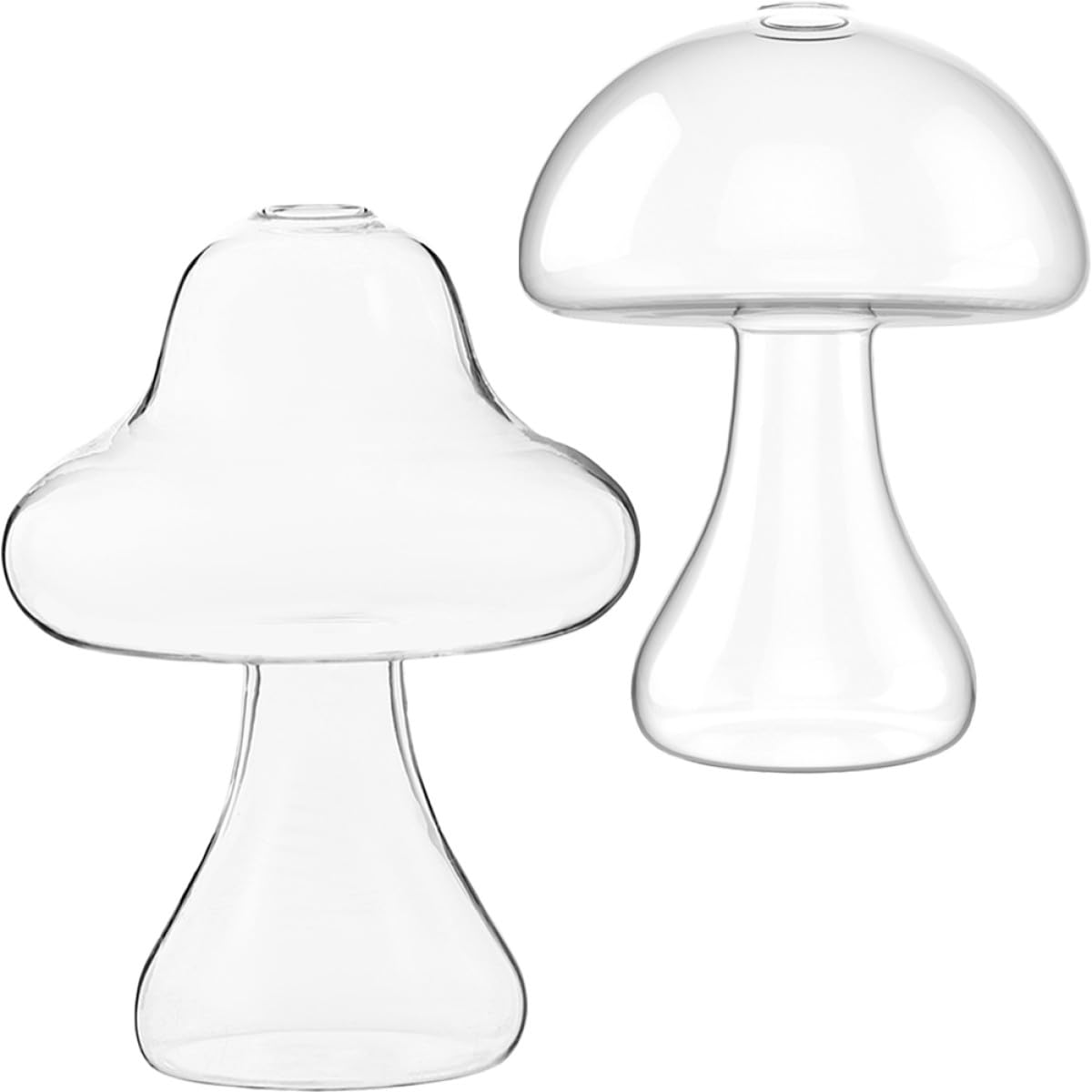 MALUGOGO 2pcs Glass Mushroom Vase Hydroponic Plant Vases Desktop Flower Pot Terrarium for Indoor Home Office Décor