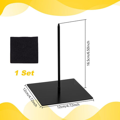 AHANDMAKER Black Metal Display Stand for Sculptures Artifact Statue Base Iron Holder for Home Decor Museum Exhibits Artifact Display Halloween Christmas Decoration, 4.72x6.49in