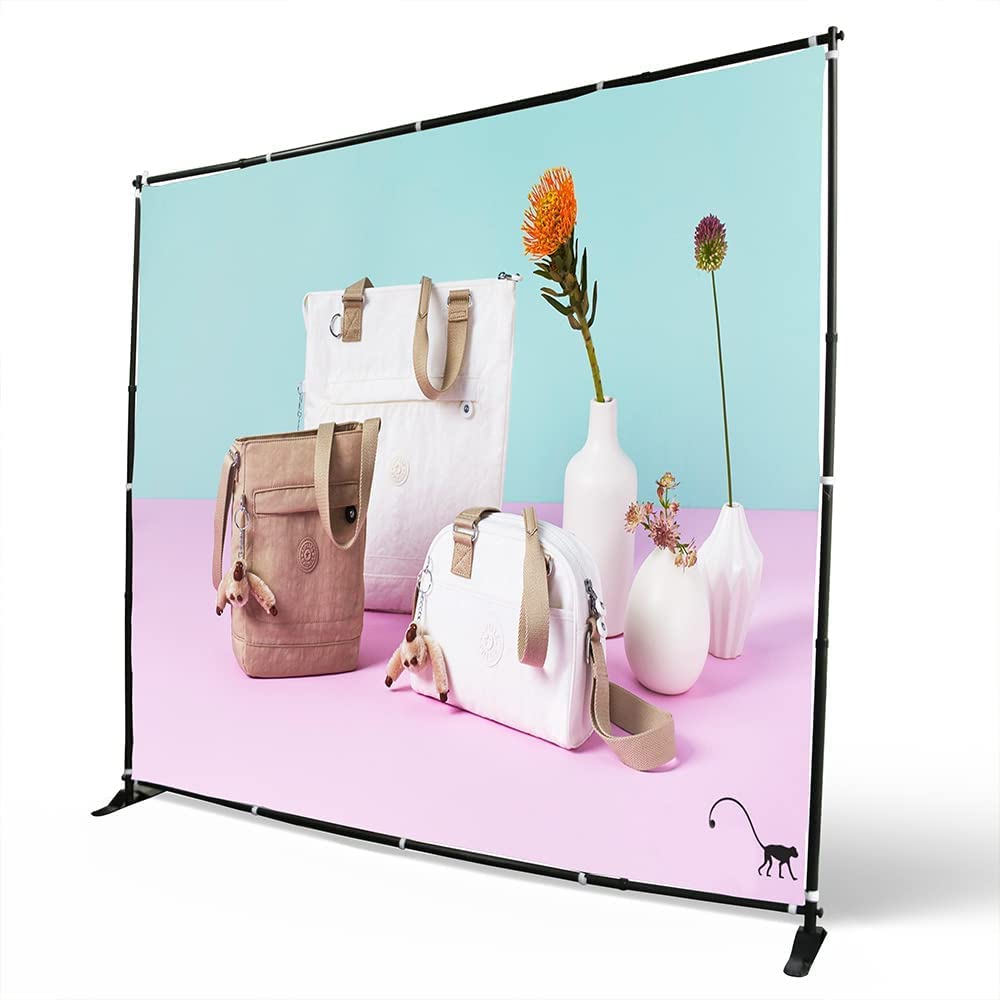Displayfactory 10 X 8 Ft Backdrop Banner Stand Step and Repeat Display Stand Adjustable Photo Backdrop Stand for Parties,Trade Show,Photo Booth,Wall Exhibitor Background with Carrying Bag