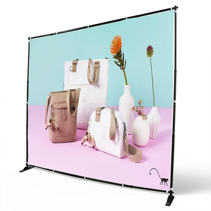 Displayfactory 10 X 8 Ft Backdrop Banner Stand Step and Repeat Display Stand Adjustable Photo Backdrop Stand for Parties,Trade Show,Photo Booth,Wall Exhibitor Background with Carrying Bag