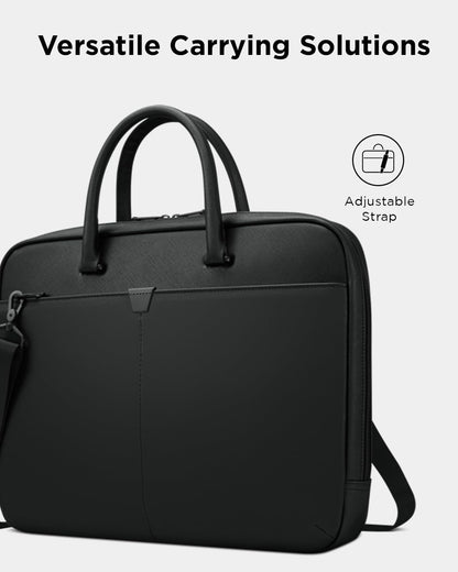 Lenovo 15.6-inch Laptop Bag (T200) - Water Resistant Leather Messenger Bag with Padded Device Compartment – Multi Compartment Professional Handbag with Shoulder Strap for Travel & Business