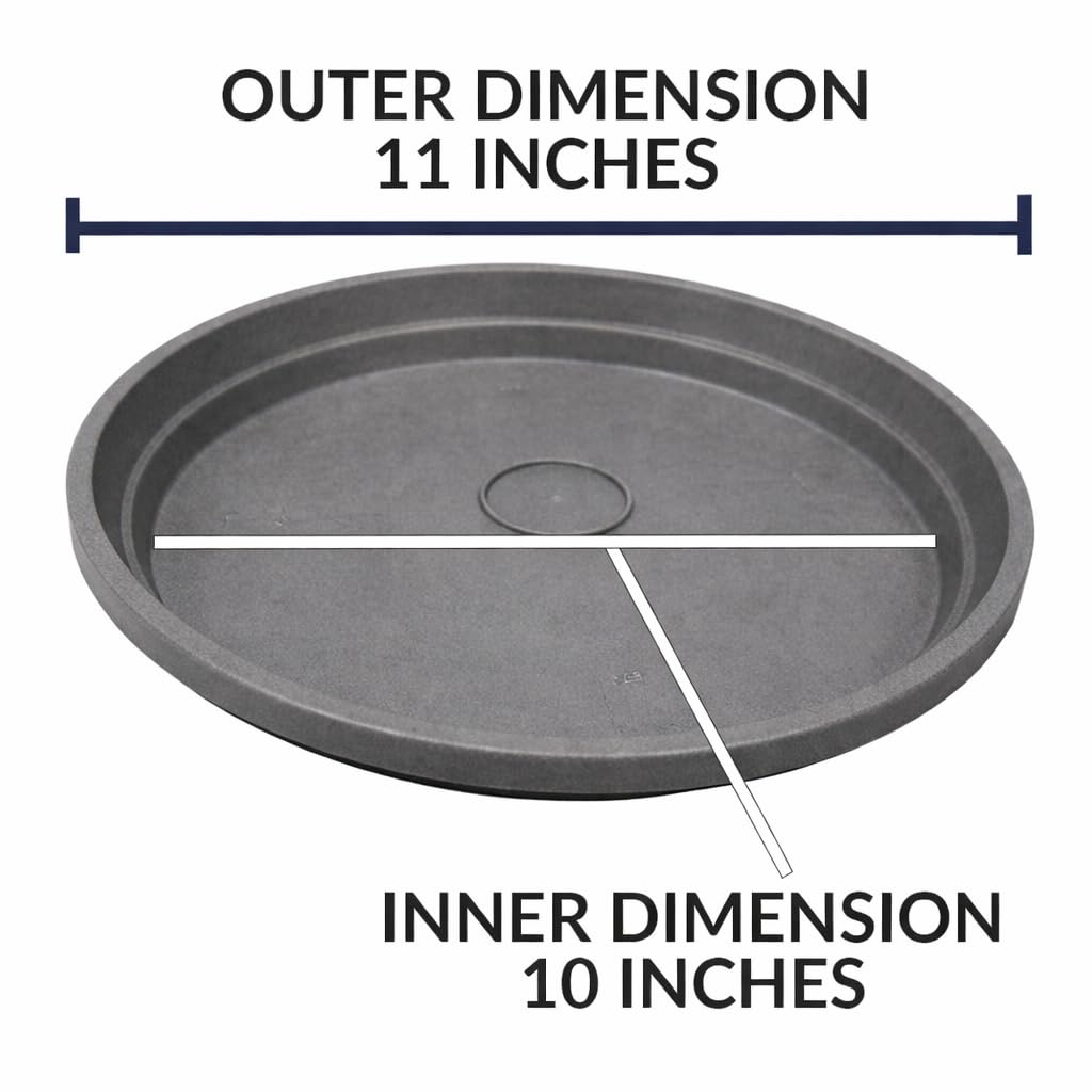 10 Inch Plant Saucer 6 Pack – Heavy Duty Plastic Plant Tray for Pots, Indoor & Outdoor Planter Saucers, Plant Drip Tray for Water Drainage, Durable, UV Resistant, Made in USA (Slate Gray)