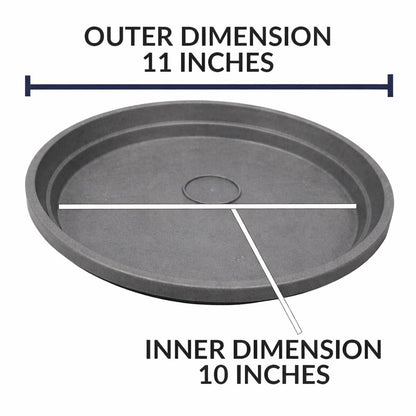 10 Inch Plant Saucer 6 Pack – Heavy Duty Plastic Plant Tray for Pots, Indoor & Outdoor Planter Saucers, Plant Drip Tray for Water Drainage, Durable, UV Resistant, Made in USA (Slate Gray)