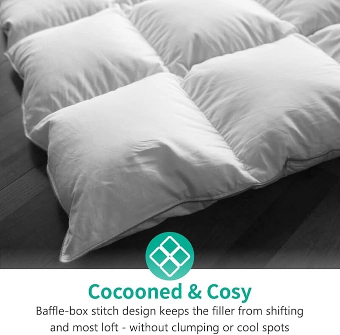 APSMILE Luxurious Down Feather Fibers Comforter California King - Ultra-Soft Fluffy Duvet Insert, High Fill-Power Hotel Comforter, 57 Oz Medium Warmth Bedding for All Season (Solid White, 104x96)