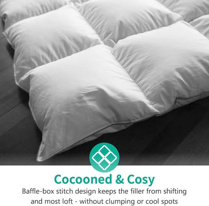 APSMILE Full/Queen Size Down Feather Fibers Duvet Insert - Ultra-Soft All Season Down Feather Fibers Comforter Hotel Collection Comforter, 46 Oz Fluffy Medium Warmth (White, 90x90)