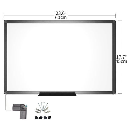 VIZ-PRO Magnetic Whiteboard/Dry Erase Board with Black Aluminium Frame, 24 X 18 Inches, Includes 1 Eraser & 2 Markers & 4 Magnets