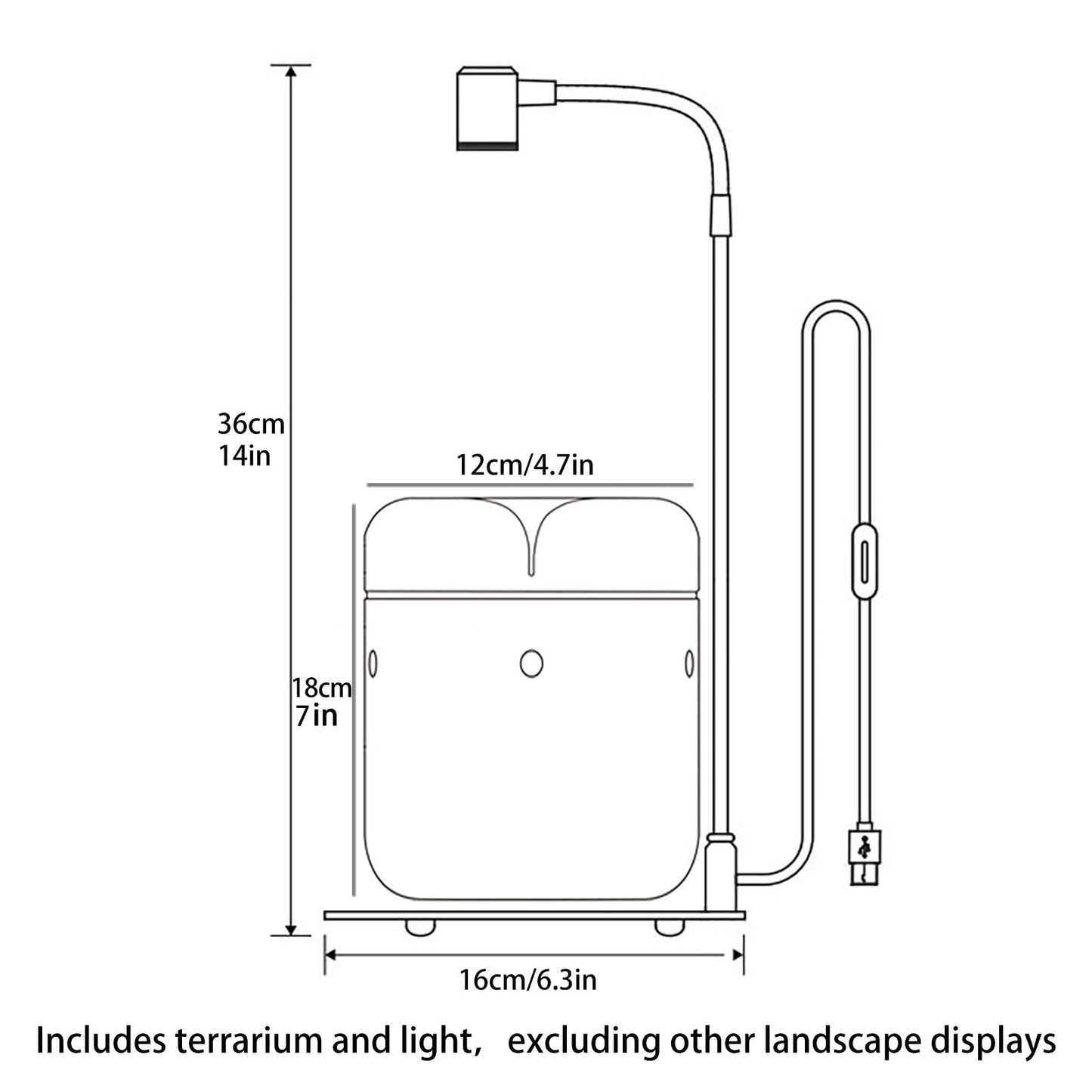 SARUFO Glass Plant Terrarium 4.7"X7" Inches Succulent Air Planter Fern Moss Micro-Landscape Vase for Home Office Tabletop Decoration Container with Lid Indoor Wardian Copyright Patent（with Light）
