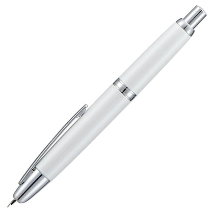 Jinhao 10 Press Fountain Pen with Box, Pearl White Retractable Extra Fine Nib with Ink Converter Set (Silver Clip)
