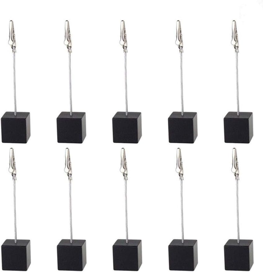 10pcs Table Number Holder Name Place Card Holder Memo Clip Holder Stand Note Holder Pictures Card Paper Menu Clip (Black)