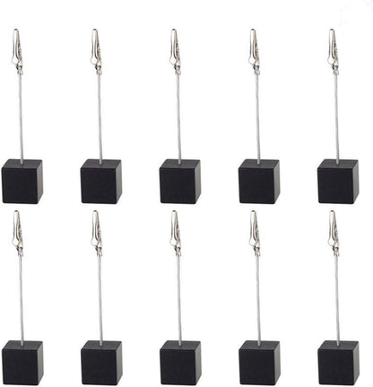 10pcs Table Number Holder Name Place Card Holder Memo Clip Holder Stand Note Holder Pictures Card Paper Menu Clip (Black)