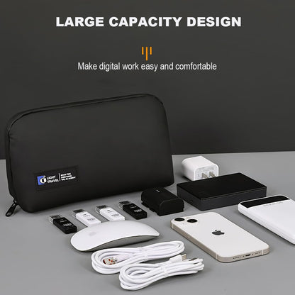 FADASTON Electronics Organizer Bag, Travel Digital Storage Pouch for Cable, Cord, Earphone, USB Flash Drive, Power Bank, Hard Drive, Portable Tech Travel Case with Multi-Compartment (Black)