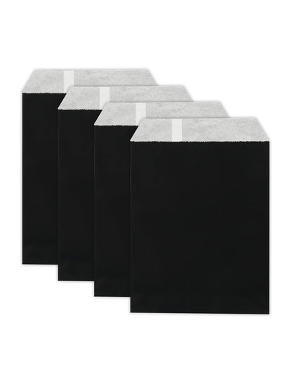 KEYYOOMY 4x6 Inch Paper Treat Bags Black Candy Bags 100 Pack Candy Buffet Bag Small Paper Cookie Bag for Halloween Christmas Party (100 CT, 4x6 Inch)