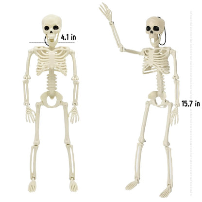 CAMIRUS 5PACK Halloween Skeleton Decorations, 16" Full Body Mini Skeletons with Poseable Joints for Yard, Garden, Lawn, Patio, Party Favors & Decor, 5pcs