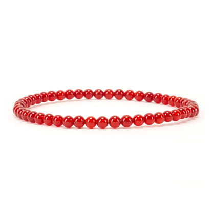 Cherry Tree Collection - Small, Medium, Large Sizes - Gemstone Beaded Bracelets For Women and Men - 4mm Round Beads (Red Agate, Small)