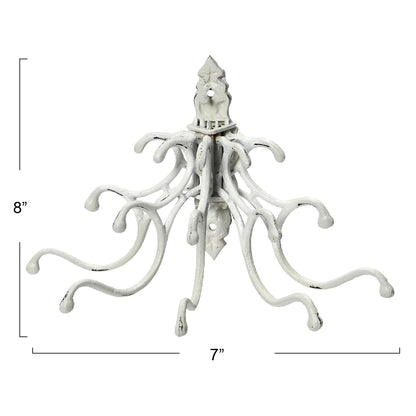 Creative Co-Op Antique Decorative Cast Iron Multi Hook Wall Hanger with 15 Hooks, Distressed White
