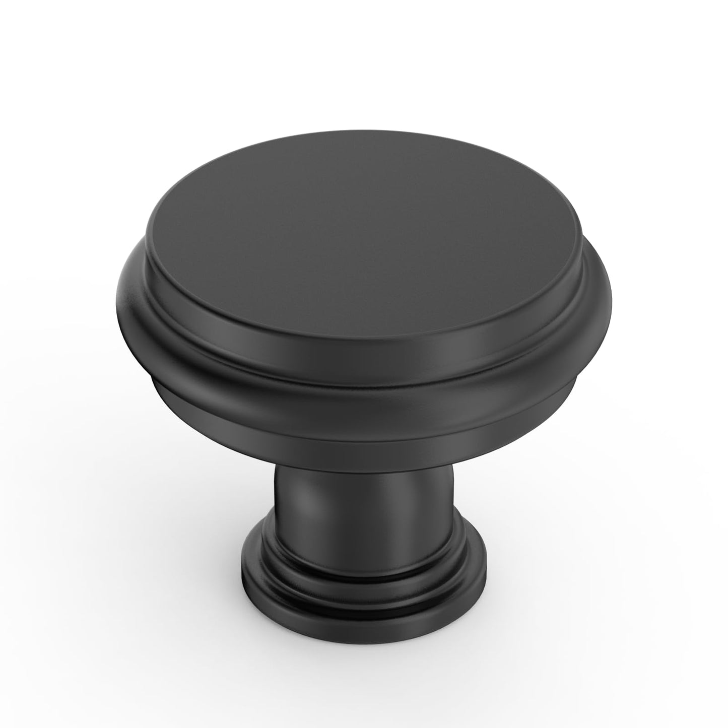Amerdeco 10 Pack Matte Black Cabinet Knobs 1.3 Inch(32mm) Single Hole Zinc Solid Kitchen Cabinet Handles Round Cabinet Drawer Pulls