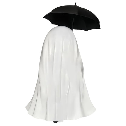 YYPLIAN Ghost Holding Black Cat Statue Halloween Ghost Figurines, Ghost Cat with Umbrella Figure for Home Tabletop Funny Decoration (Ghost Holding Umbrella)