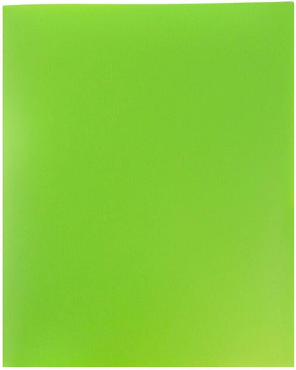 JAM PAPER Plastic 2 Pocket POP Folders - Durable School Folders - Lime Green - Bulk 48/Pack