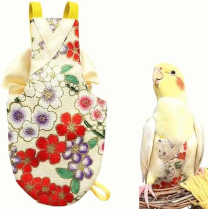 Bird Flight Suits Diapers, Parrot Flight Suits Diapers for Quaker Parakeets Cockatiels Conures Macaw African Grey, Bird Diaper, Parrot Clothes (Almond,2XL)