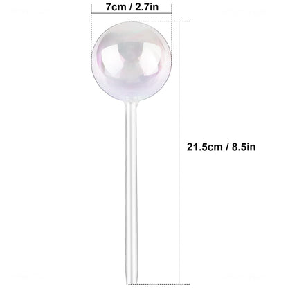 Tomorotec [2 PCS] Light Iridescent Rainbow Gradient Color Clear Glass Self-Watering System Spikes, Automatic Plant Waterer Bulbs