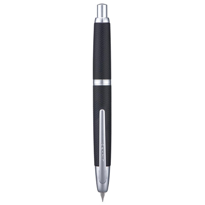 Jinhao 10 Press Fountain Pen with Box, Wavy Matt Black Chromium Retractable Extra Fine Nib with Ink Converter Set (Silver Clip)