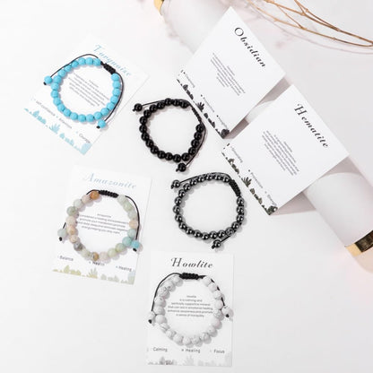 Hematite Bracelet for Men Boys 8mm Adjustable Gemstone Bracelet Crystals and Healing Stones Beaded Bracelets Healing Crystal Bracelets Hematite Jewelry for Women
