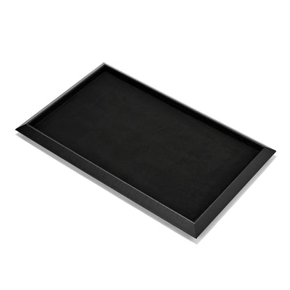 Oirlv Black Leather Jewelry Display Tray with Microfiber Lining, Premium Square Corner Organizer