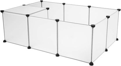 Universal Pet Playpen, Portable Large Plastic Yard Fence for Small Animals - Puppy Kennel Crate, Rabbit Hutch, Hamster & Guinea Pig Enclosure - Easy to Assemble, DIY Expandable, Durable ABS Connectors
