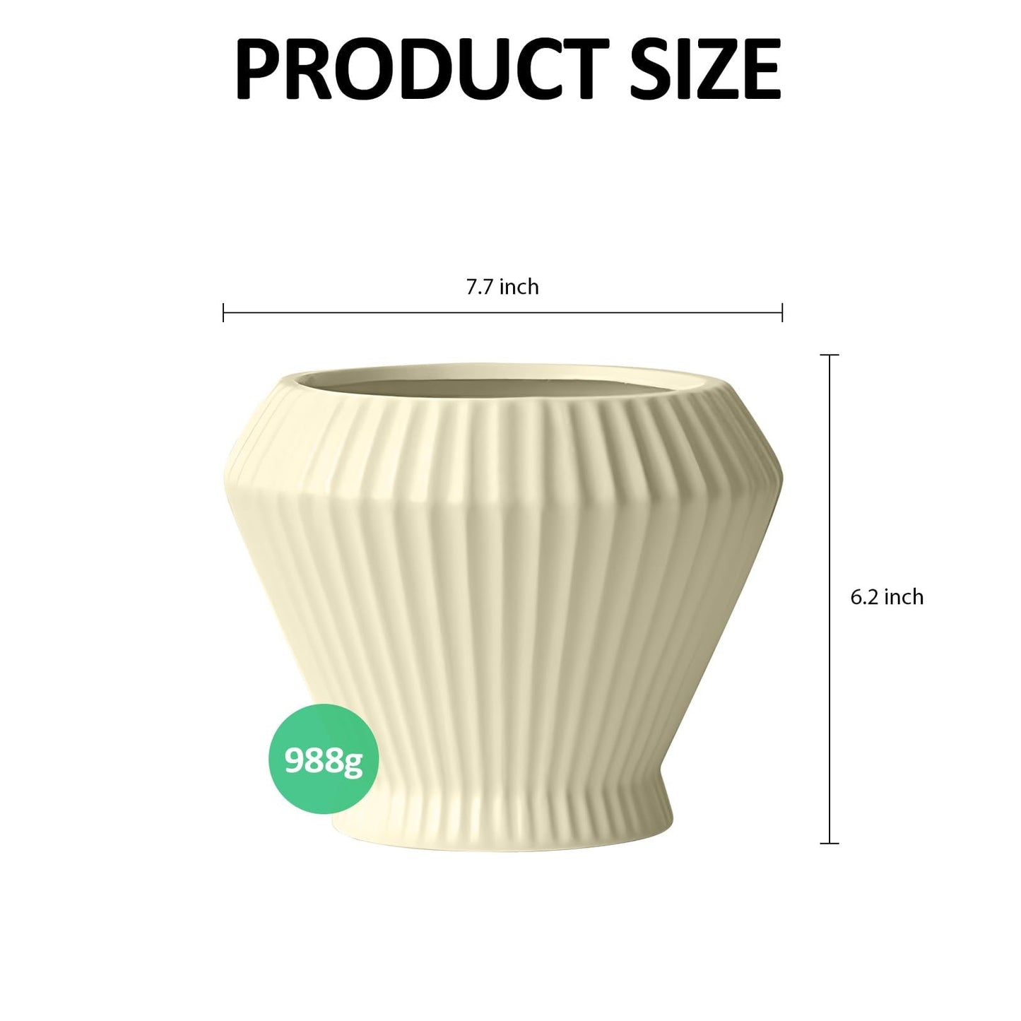 OXART 7.7 Inch Plant Pot, Modern Ceramic Pots for Indoor Plants, Plant Pots for Outdoor Flower Pot with Drainage Hole, Home Garden Decor Planters, Yellow
