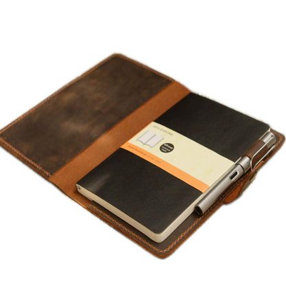 Distressed Leather 5 x 8.25" Notebook Cover Compatible with Moleskine Classic Cover Larger size, Portfolio Agenda Cover Diary Cover, 307M