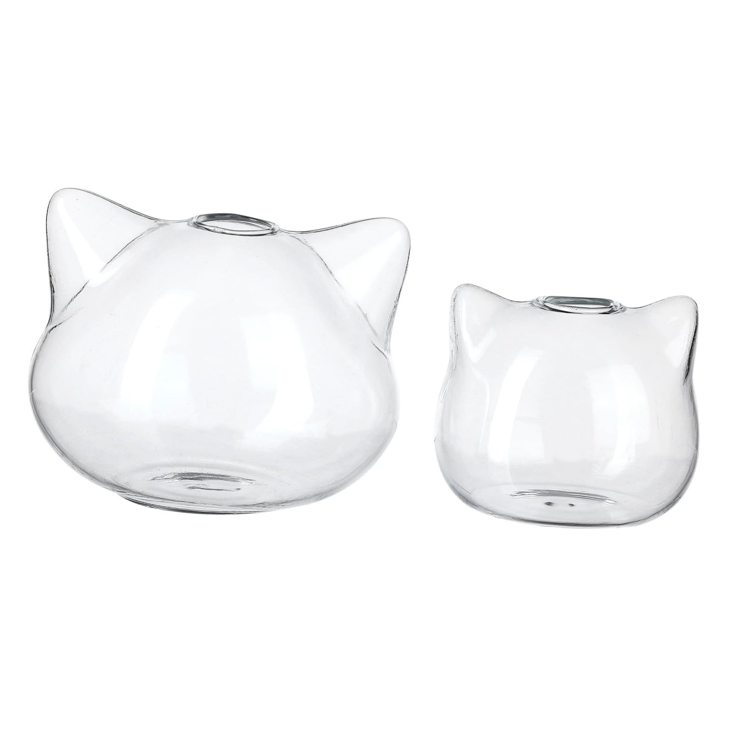 HAKIDZEL 2pcs Cat Shaped Glass Terrarium Vases for Hydroponic Plants Delicate Home Flower Vase with Smooth Design Cute Decorative Containers for Desktop and Coffee Table Display