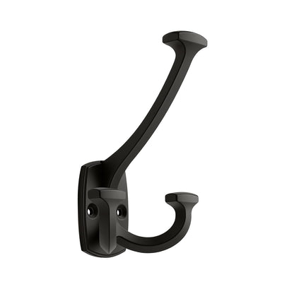 HARPOON Triple Prong Decorative Wall Hook | 3 Pack Matte Black Hook for Coat, Hats, Backpacks, Bags | Hooks for Bathroom, Bedroom, Closet, Entryway, Laundry Room, Office