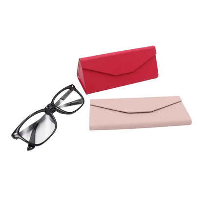 Real Sic Glasses Case for Men and Women - Magnetic Folding Hard Shell Sunglass Holder - Vegan Leather Eyeglass Protector, Variety of Styles Inspired by Solid Color - (Fuchsia & Beige)