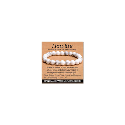 CHELYQST Howlite Bracelet - Stone of Good Sleeping,Stretch Natural Stone Crystal Beads Jewelry Gifts for Women Men Unisex Adult,8mm