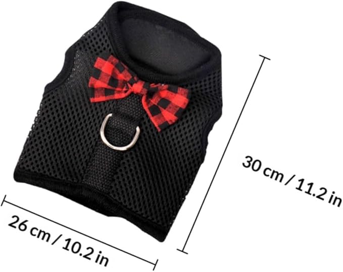 Pet Mesh Vest Harness for Small Animals, Breathable Chest Strap Adjustable 30-34cm, Black Pullover Harness for Rabbits Guinea Pigs Squirrels, Pet Supplies for Outdoor Walking